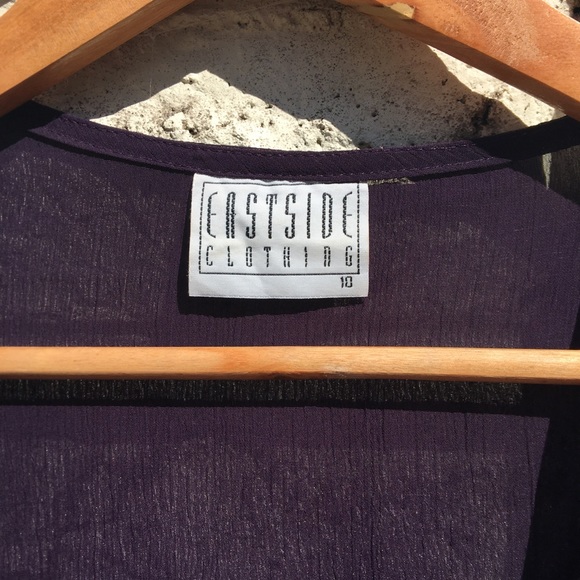 Purple Sheer Long Sleeve Fitted Top Size 10 - Picture 9 of 13